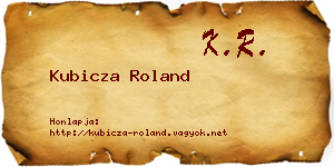 Kubicza Roland névjegykártya